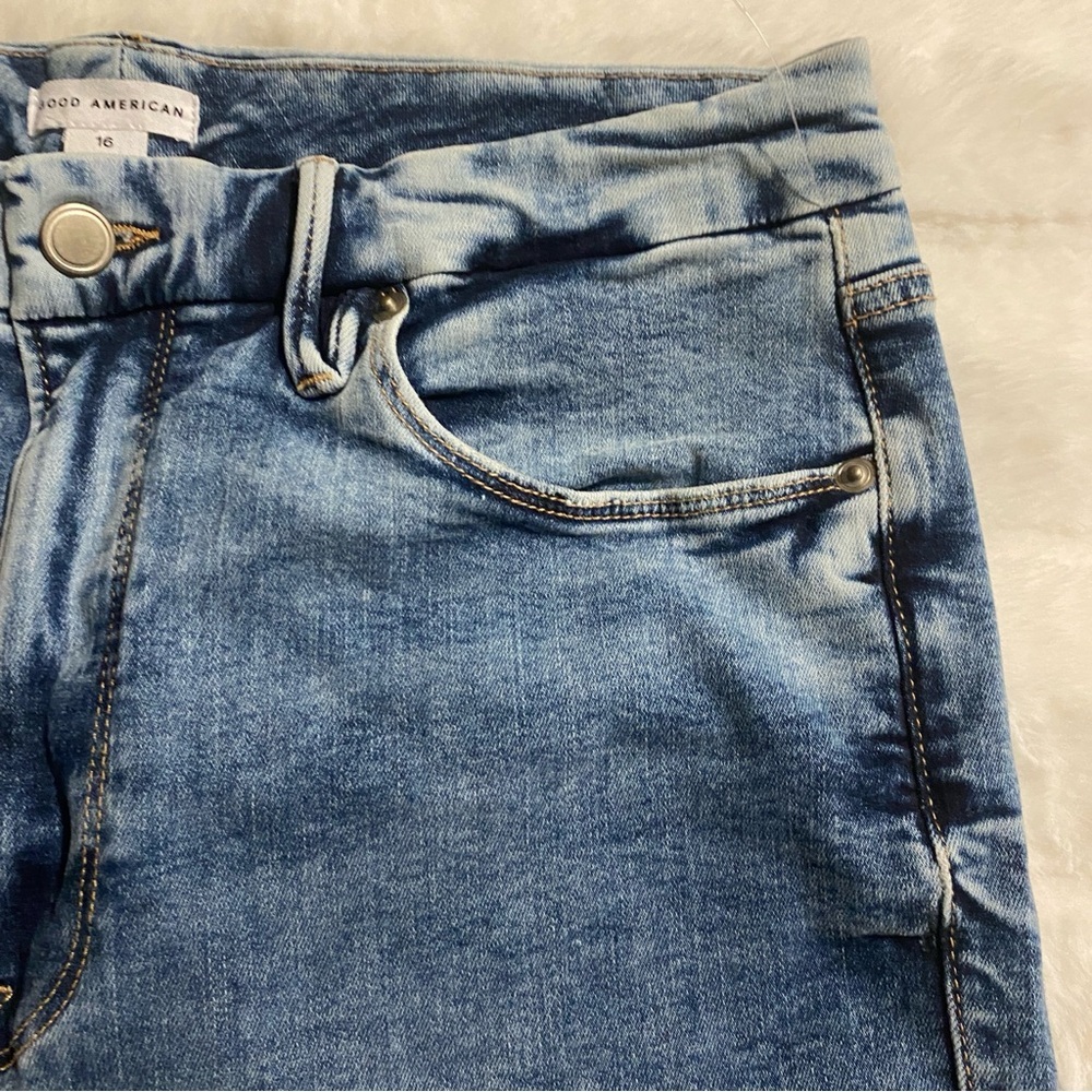 NWT Good American Good Waist Crop High Waist Raw Hem Stretch Jeans 16 - Picture 5 of 14